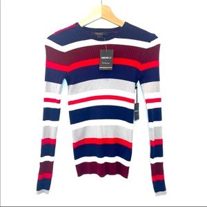 FOREVER 21 Red and Navy Striped Sweater